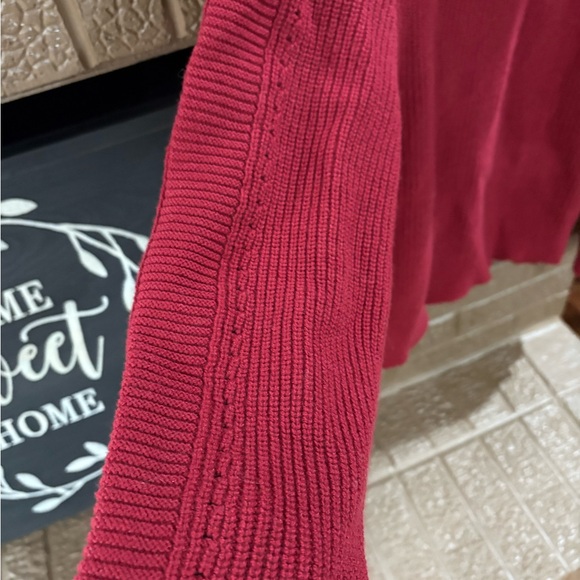 J. Jill Deep Red Zip Up Knit Sweater - Picture 5 of 9